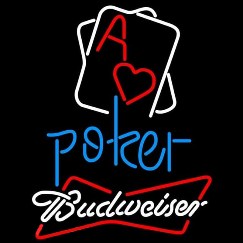 Budweiser Rectangular Black Hear Ace Beer Sign Neon Skilt