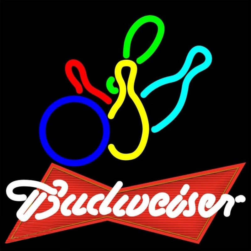 Budweiser Red Colored Bowling Beer Sign Neon Skilt