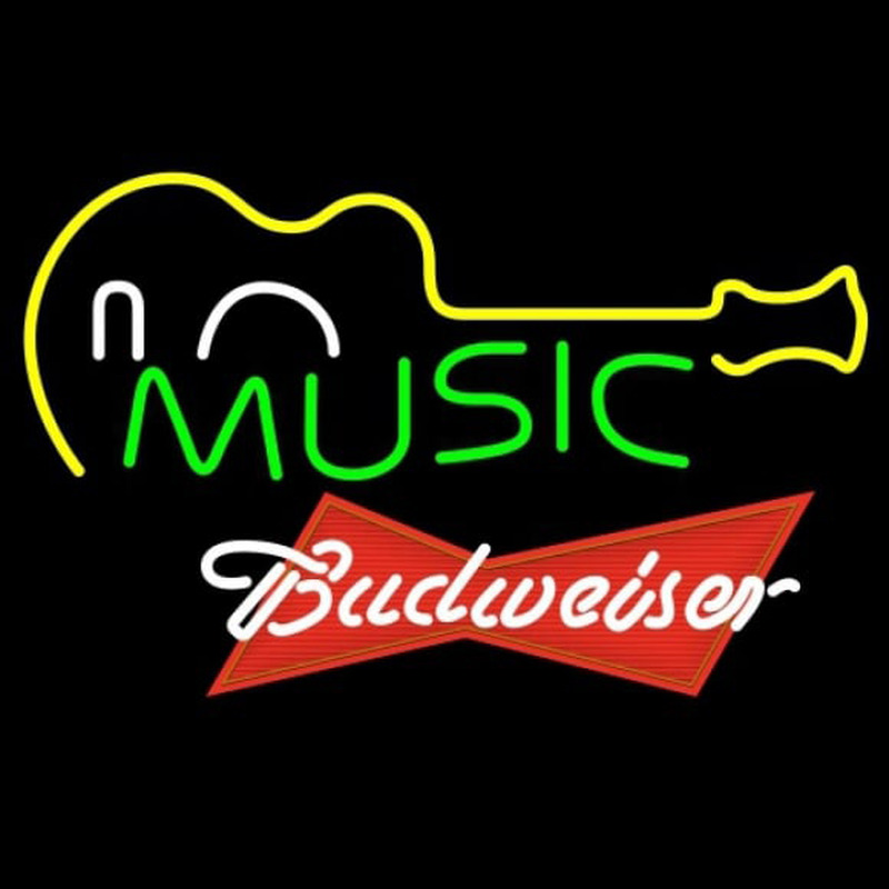 Budweiser Red Music Guitar Beer Sign Neon Skilt