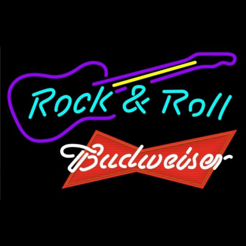 Budweiser Red Rock N Roll Guitar Beer Sign Neon Skilt