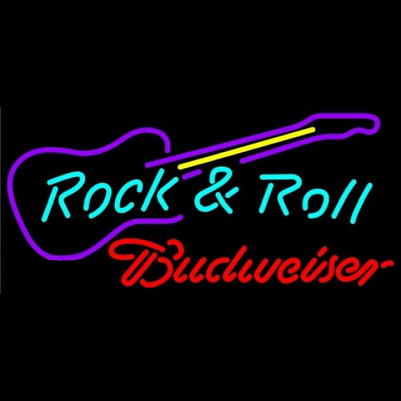 Budweiser Rock N Roll Guitar Beer Sign Neon Skilt