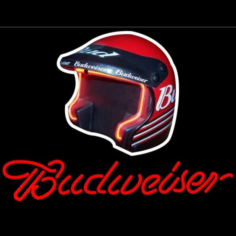 Budweiser Vintage Hascar Helmet Beer Sign Neon Skilt