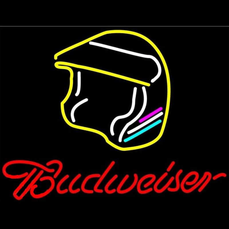 Budweiser Vintage Hascar Helmet3 Beer Sign Neon Skilt