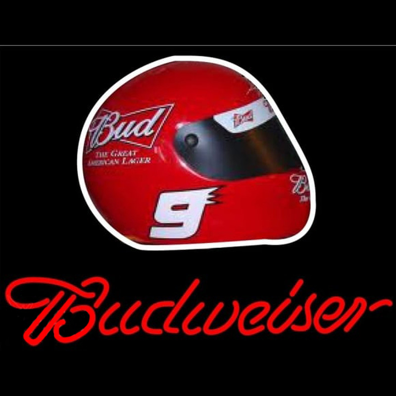 Budweiser Vintage Hascar Helmet4 Beer Sign Neon Skilt