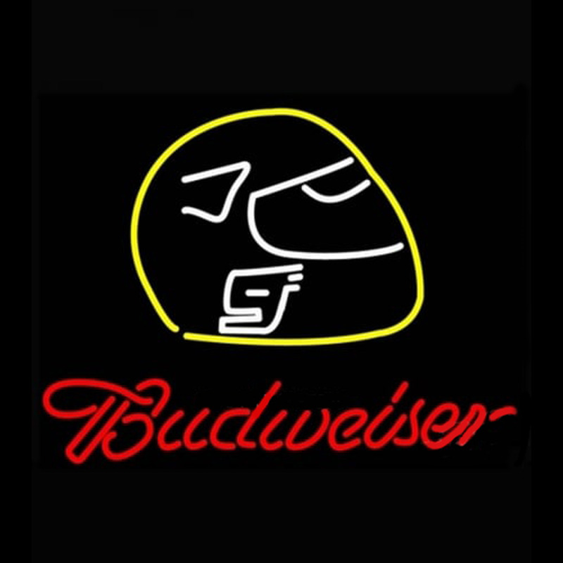 Budweiser Vintage Hascar Helmet6 Beer Light Neon Skilt