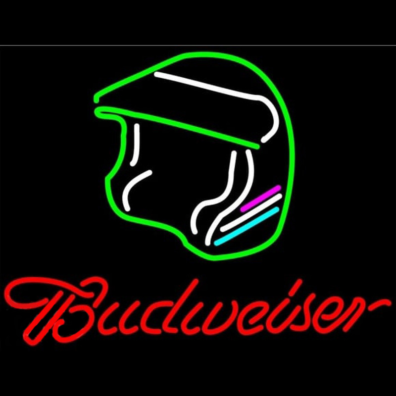 Budweiser Vintage Hascar Helmet8 Beer Sign Neon Skilt