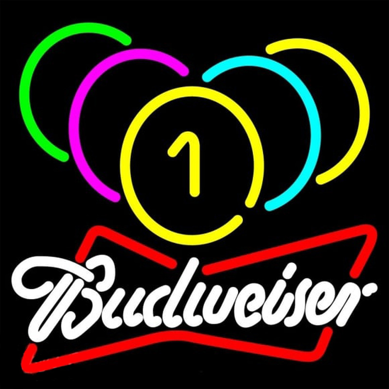 Budweiser White Billiards Rack Pool Beer Sign Neon Skilt
