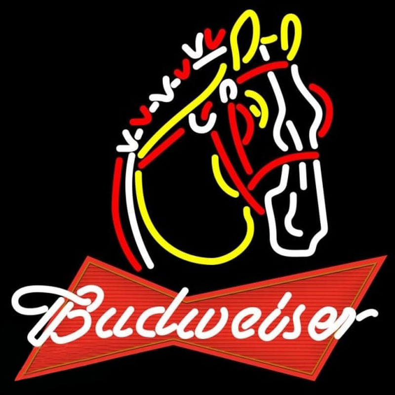 Budweiser White Logo Horse Beer Sign Neon Skilt