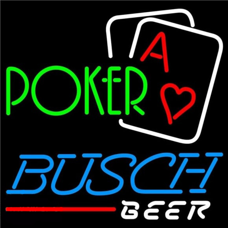 Busch Green Poker Beer Sign Neon Skilt