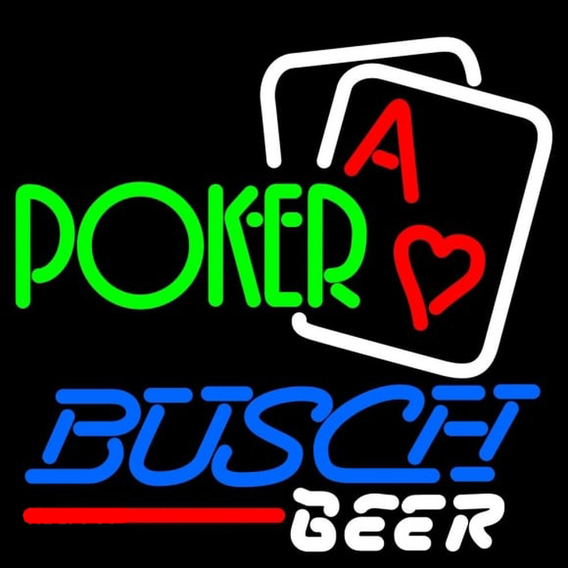 Busch Green Poker Beer Sign Neon Skilt