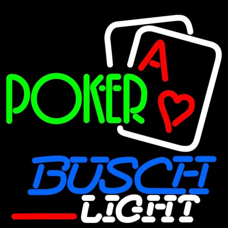 Busch Light Green Poker Beer Sign Neon Skilt