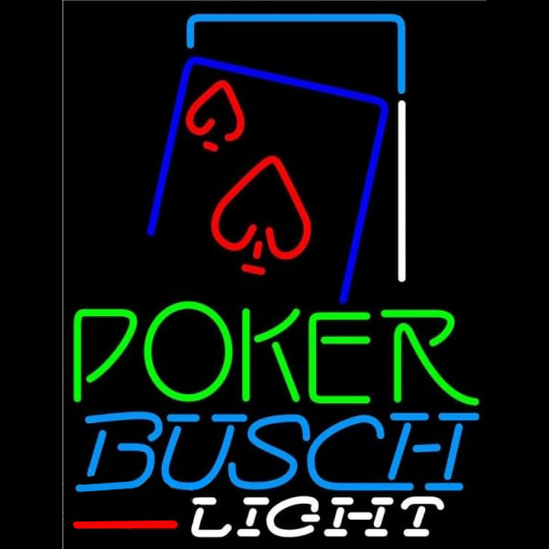 Busch Light Green Poker Red Heart Beer Sign Neon Skilt