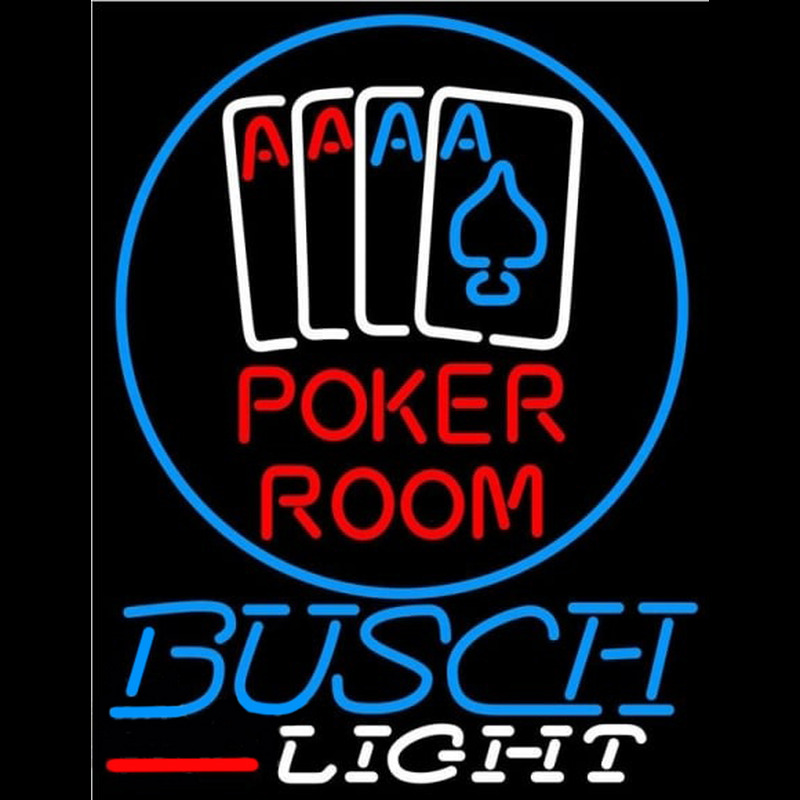 Busch Light Poker Room Beer Sign Neon Skilt