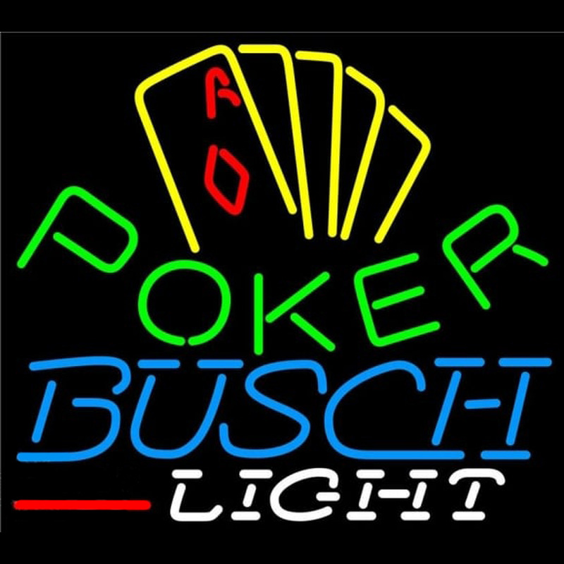 Busch Light Poker Yellow Beer Sign Neon Skilt