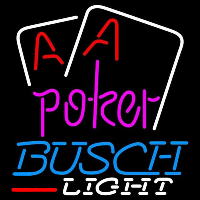 Busch Light Purple Lettering Red Aces White Cards Beer Sign Neon Skilt