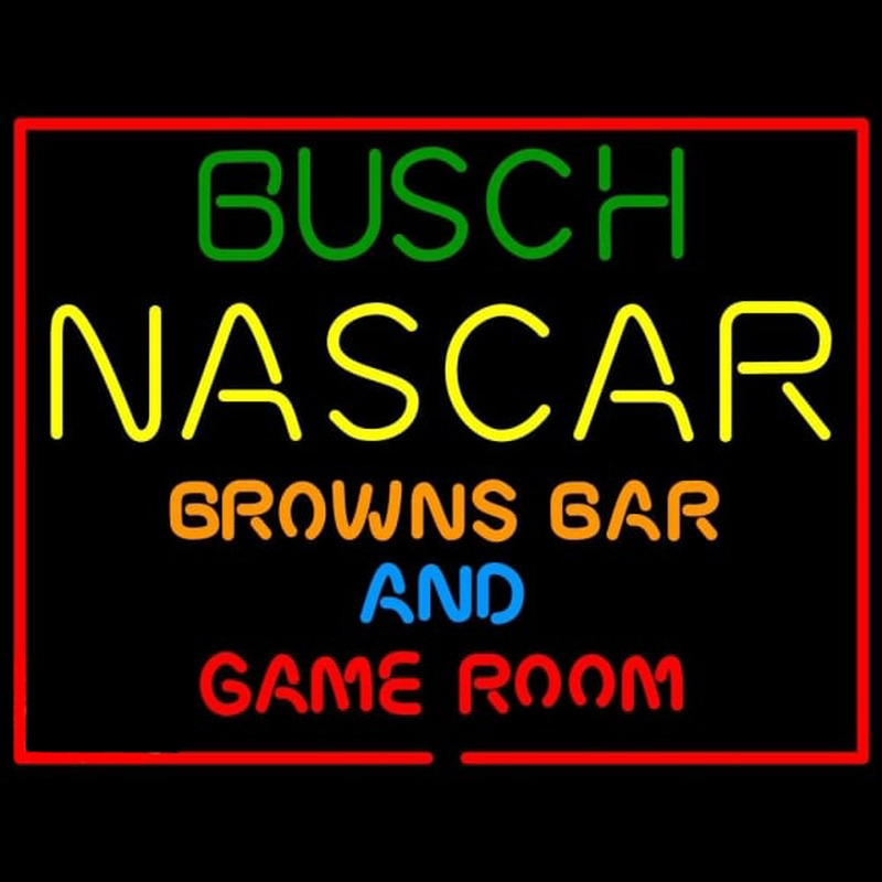 Busch NASCAR Browns Bar and Game Room Neon Skilt