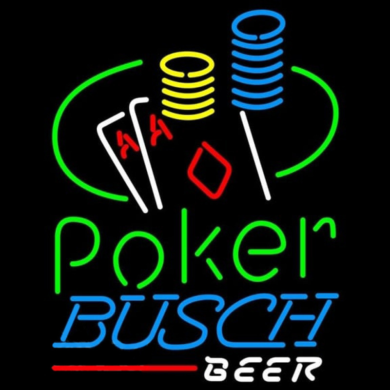 Busch Poker Ace Coin Table Beer Sign Neon Skilt