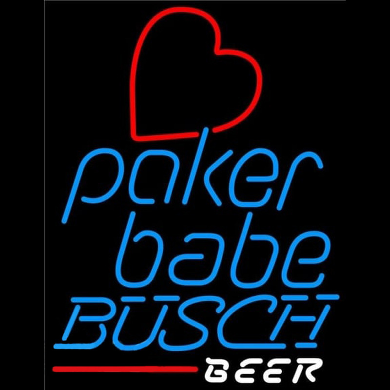 Busch Poker Girl Heart Babe Beer Sign Neon Skilt