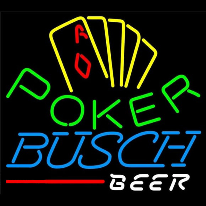 Busch Poker Yellow Beer Sign Neon Skilt