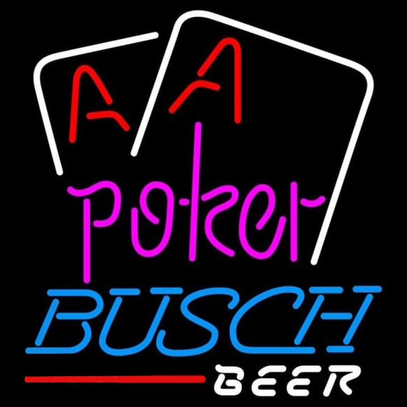 Busch Purple Lettering Red Aces White Cards Beer Sign Neon Skilt