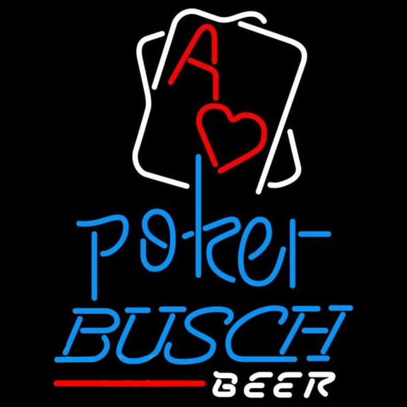 Busch Rectangular Black Hear Ace Beer Sign Neon Skilt