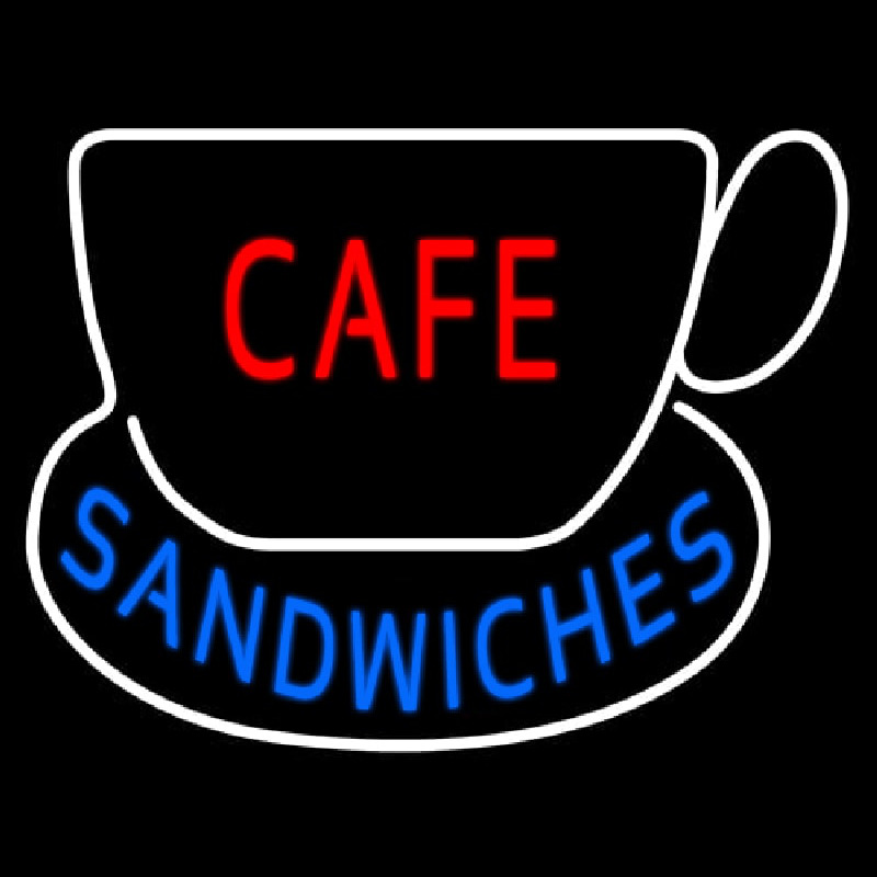 Cafe Sandwiches With Tea Cup Neon Skilt