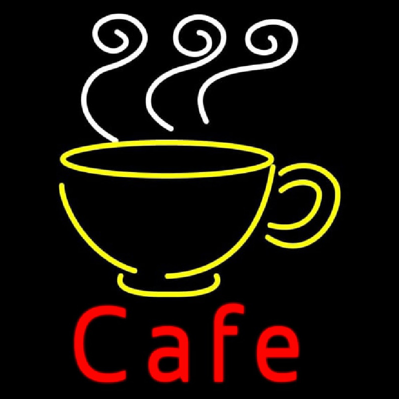 Cafe With Coffee Mug Neon Skilt