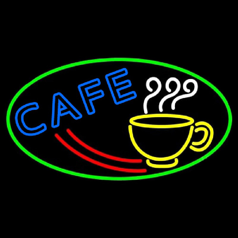 Cafe With Coffee Mug Neon Skilt