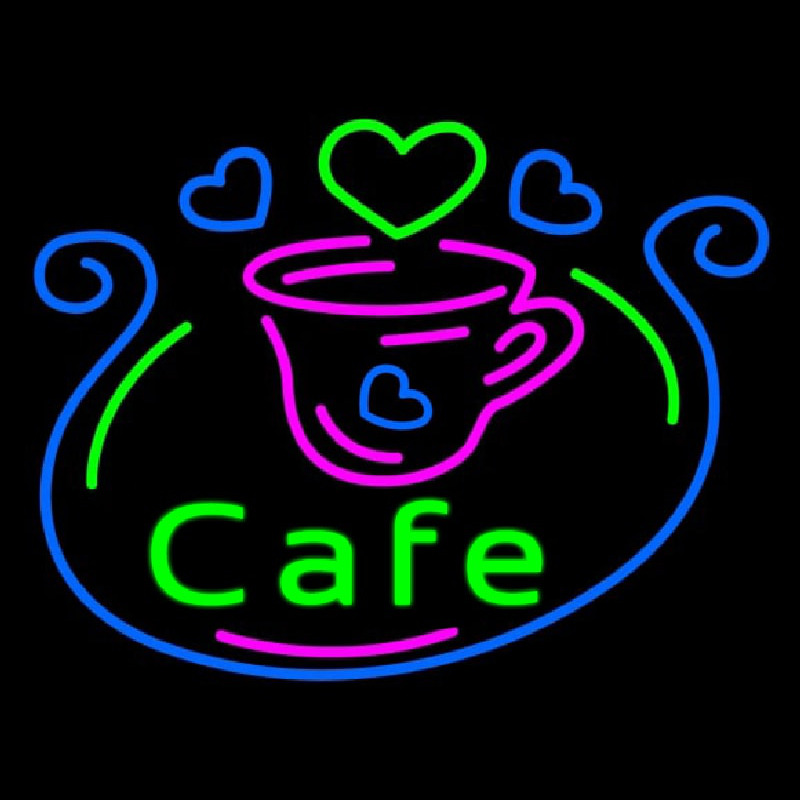 Cafe With Cup Neon Skilt