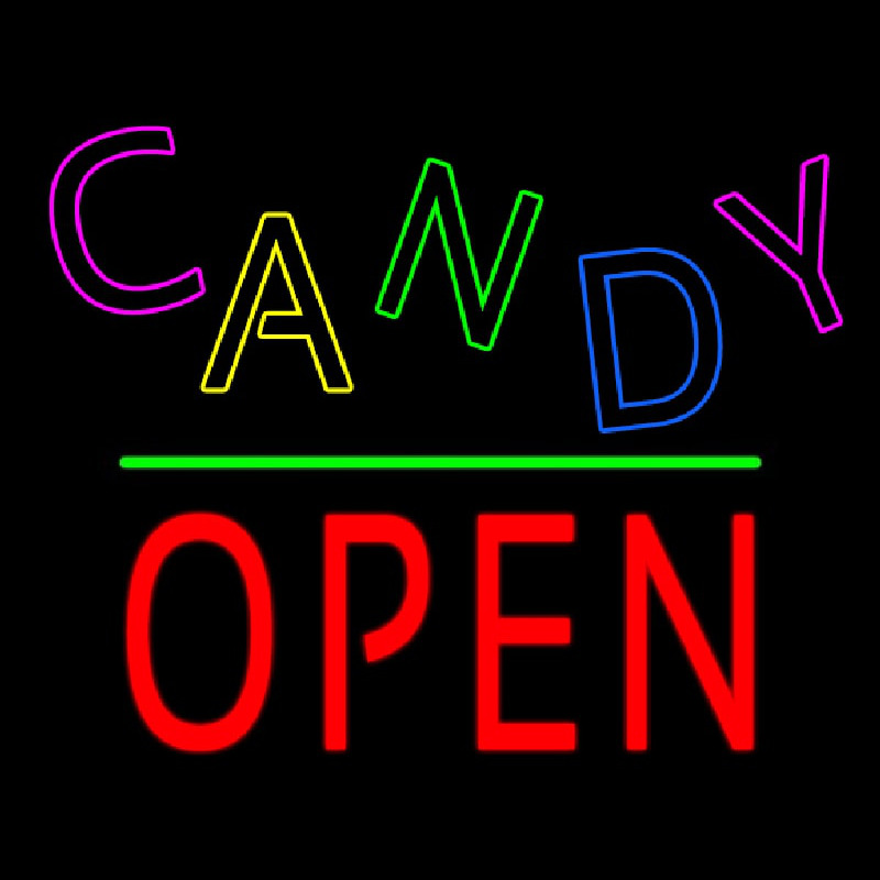 Candy Block Open Green Line Neon Skilt