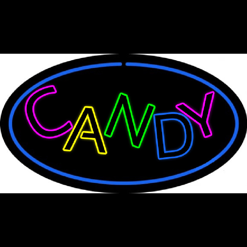 Candy Oval Blue Neon Skilt