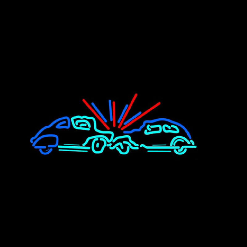 Car Crash Sign Neon Skilt