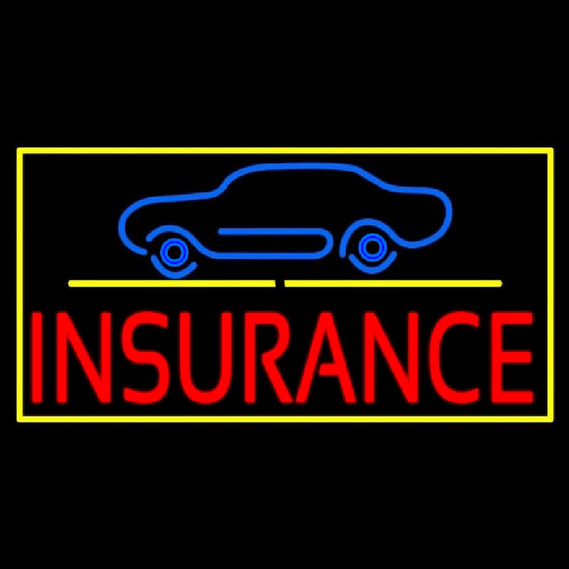 Car Logo Yellow Line Insurance With Border Neon Skilt