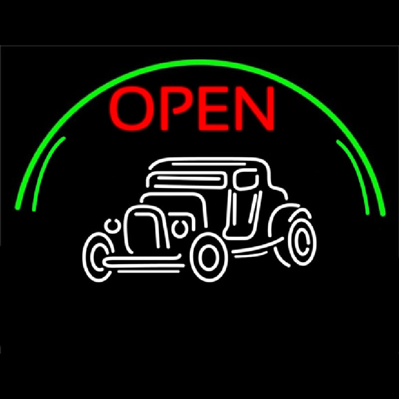 Car Red Open Neon Skilt