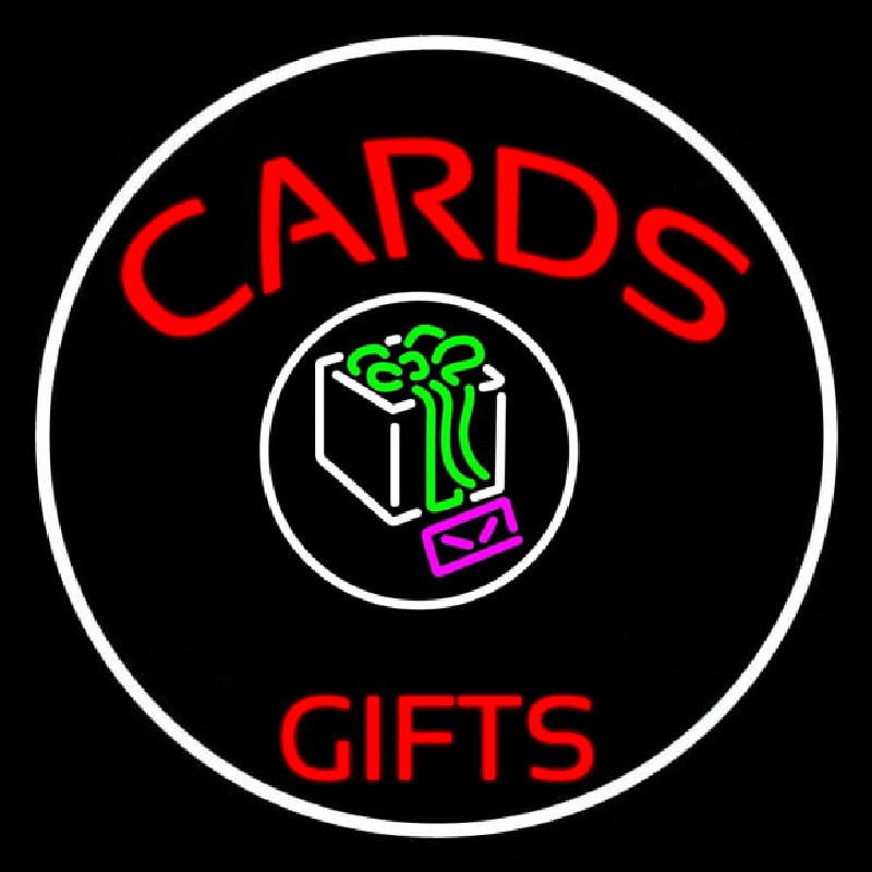 Cards And Gifts Block Logo Neon Skilt