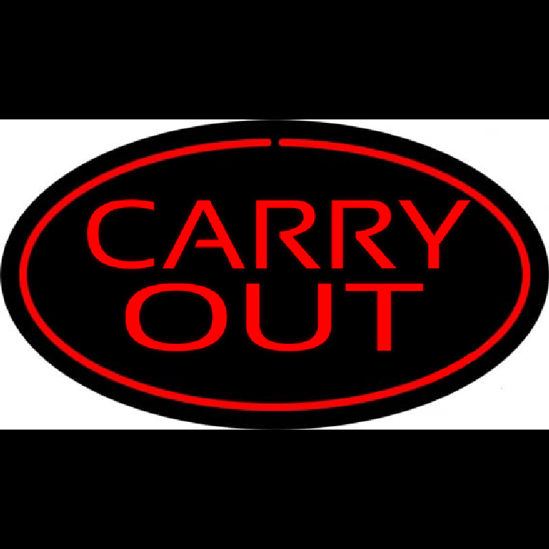 Carry Out Oval Red Neon Skilt