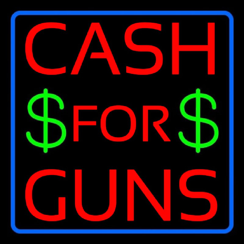 Cash For Guns Blue Border Neon Skilt