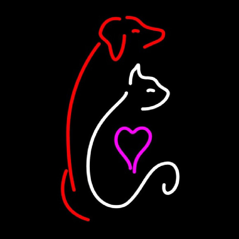 Cat Dog Logo Pet Clinic Neon Skilt