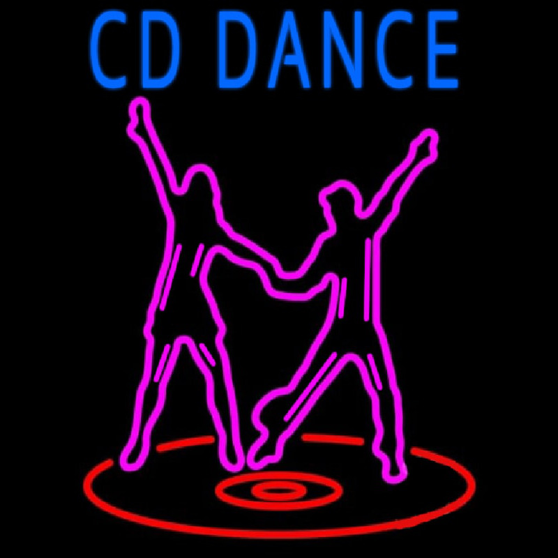 Cd With Dancing Couple Neon Skilt