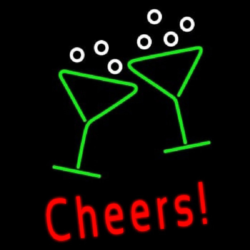 Cheers With Wine Glass Neon Skilt