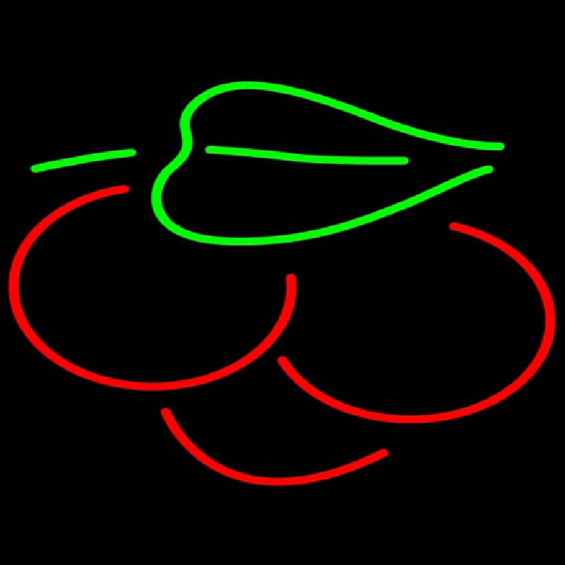 Cherry With Leaves Logo Neon Skilt
