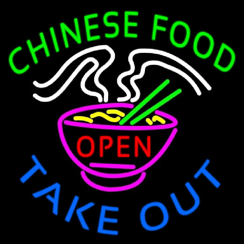 Chinese Food Open Take Out Neon Skilt
