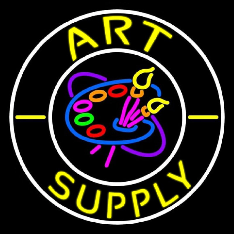 Circle Art Supply With Logo Neon Skilt