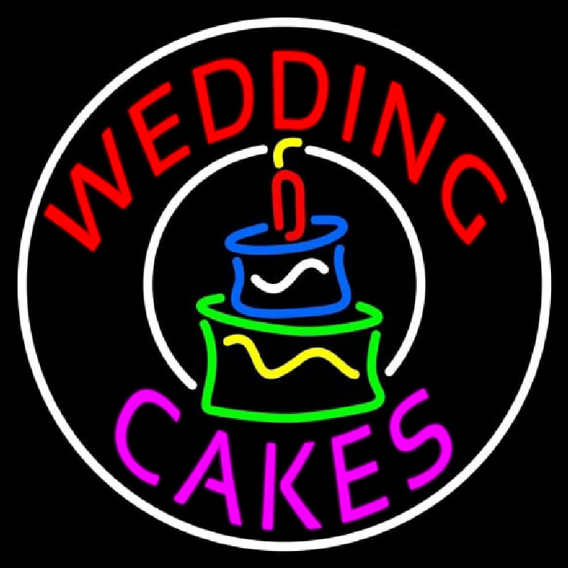Circle Wedding Cakes Neon Skilt