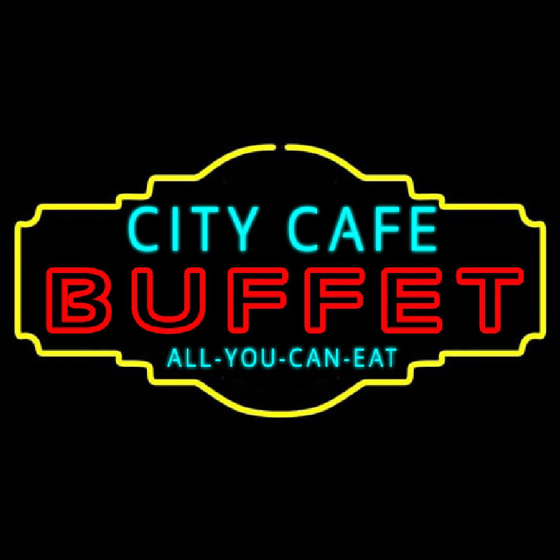 City Cafe All You Can Eat Buffet Neon Skilt