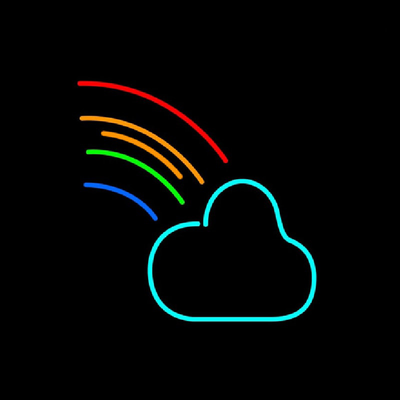 Cloud With Rainbow Neon Skilt