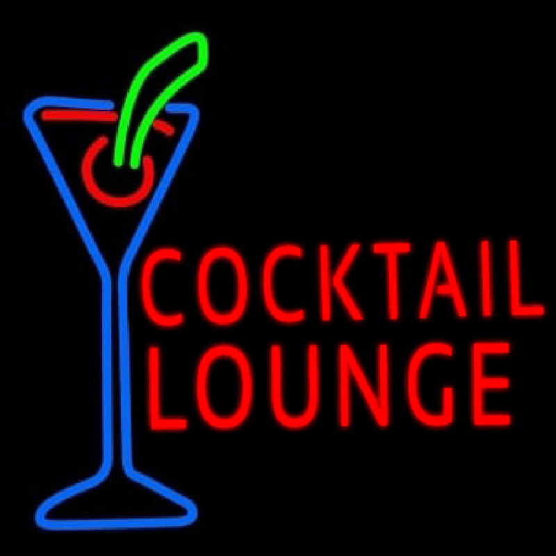 Cocktail Lounge With Martini Neon Skilt