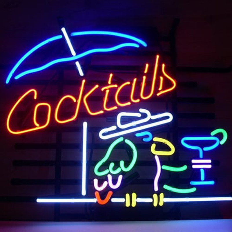 Cocktail Parrot Cocktails Neon Glas Øl Bar Pub Skilt