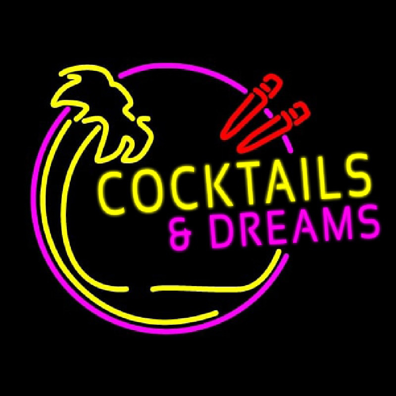 Cocktails And Dreams Bar Neon Skilt