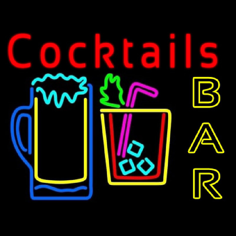 Cocktails Bar Open Neon Skilt